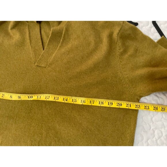 Massimo Dutti Men extra fine Wool Jumper Sweater Size US L mustard sage green - Picture 5 of 9